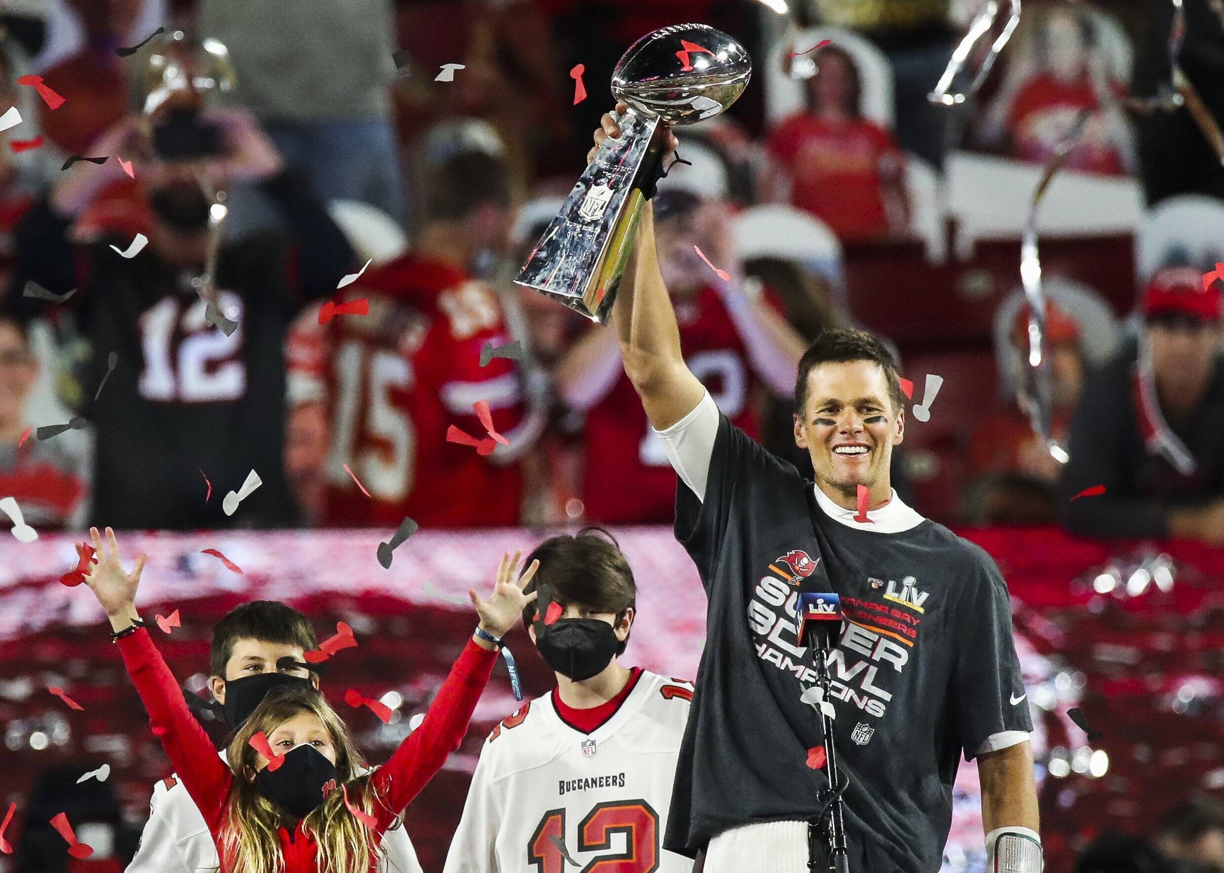 IMAGO / ZUMA Wire / Dirk Shadd | Tom Brady, former Tampa Bay Buccaneers quarterback, celebrates winning the Super Bowl LV against the Kansas City Chiefs. February 7, 2021.